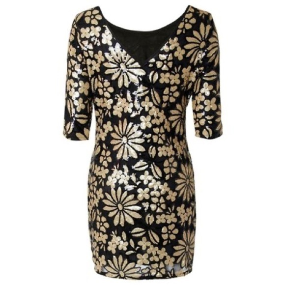 LOUCHE Gold Sequin Mini Dress - Picture 2 of 11